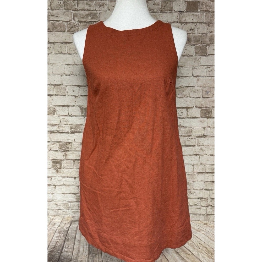Old Navy Linen-Blend Shift Dress Terracotta Orange Sleeveless XS Boho Summer‎